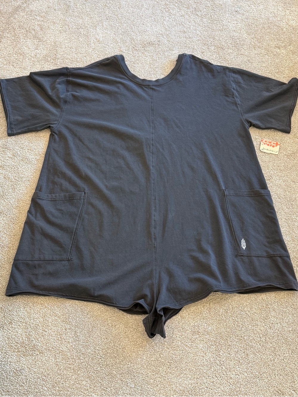 Free People FP Movement Hot Shot Onesie Romper Large Washed Black NWT